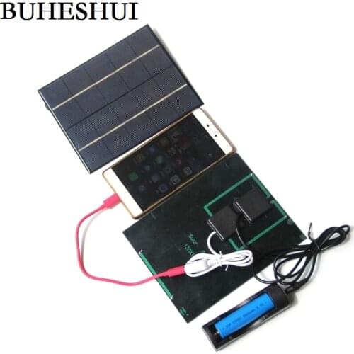 BUHESHUI 3.5W 5V Solar Panel Solar Cell With DC3.5MM Base For 18650 Rechargeable Battery+USB Output For Mobile Power Bank New