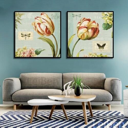 Modern Retro Art Flower And Butterfly Poster Home Wall Art Print Canvas Painting Picture Bedroom Decoration Luxe Custom