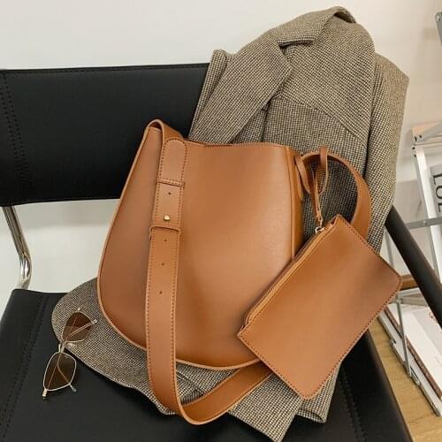 Luxury women Bucket bag PU leather female purse and handbag Large capacity female Shoulder Bags Ladies big Totes bolsas brown