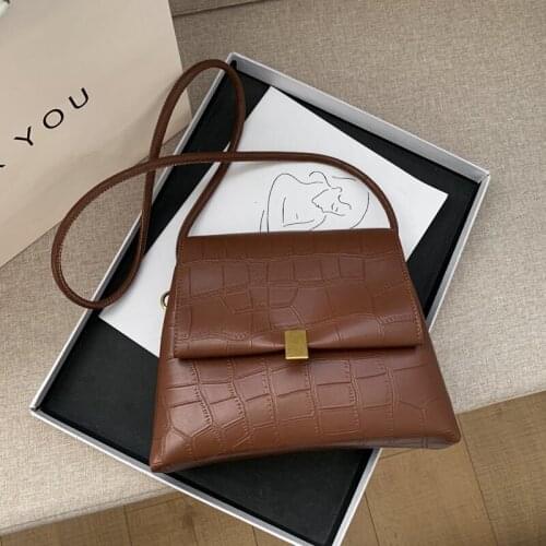 Women Messenger Bags Simple Design Crossbody Shoulder Bag Casual Soft Leather Flap Women Bag Vintage Satchel Retro Stone Pattern