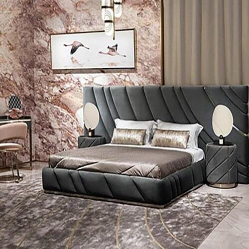 Italian style light luxury master bedroom Hong Kong-style villa double bed widescreen big bed net celebrity large apartment