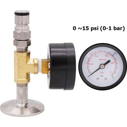 1.5"TC(50.5mm OD) Beer Fermenter Pressure Monitor & Gas Add Assembly 0 ~ 15 psi Homebrew Conical Fermenter Accessories