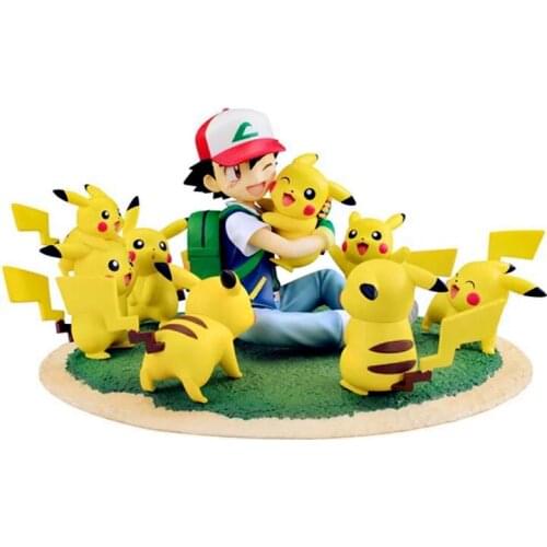 6-8CM Pokemon Trainer Model Toy Ash Ketchum With Pikachu Around Action Figure For Kids Collection