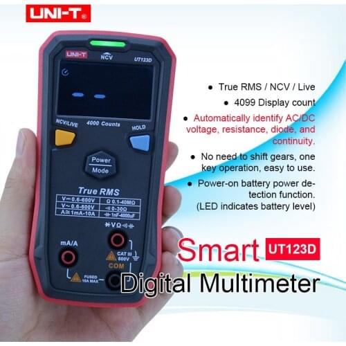 UNI-T UT123D Digital multimeter auto range NCV/Live wire AC/DC voltage current Capacitance diode Meter EBTN Display Measurement