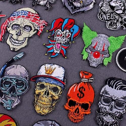 Skull/Punk Patch DIY Embroidery Patch Iron On Patches For Clothes Embroidered Patches For Clothing Applique Badge Stripe