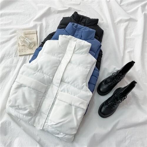 Vest жилетка женская теплая Women Down Coat Winter 2020 Femme Plus Size Streetwear Pocket Jacket Warm Sleeveless Vests M-3XL