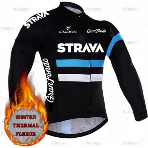 STRAVA Winter Bike Shirts 2021 Pro Fleece Cycling Jersey Thermal Mountain Bike Long Sleeves Shirt Bicycle Team Race Clothing