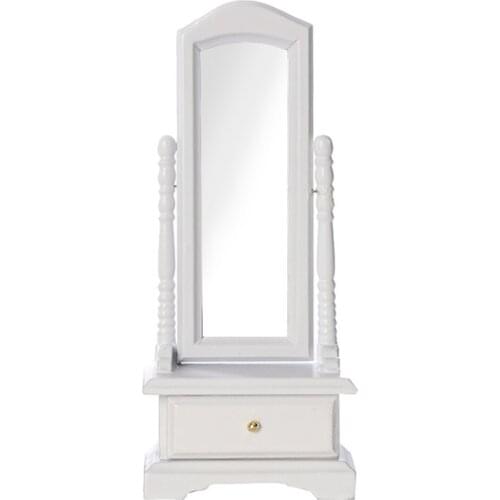 1/12 Dolls House Wooden Antique Make Up Mirror Bathroom DIY Decorative White