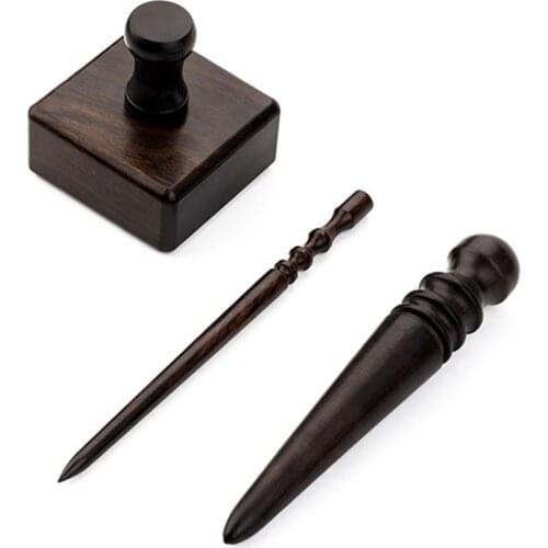 1PCs Leathercraft Slicker Round Burnisher , Ebony Wood Leather Burnisher Leather Slicker Tool, Leather Polished Rods Edge Tools