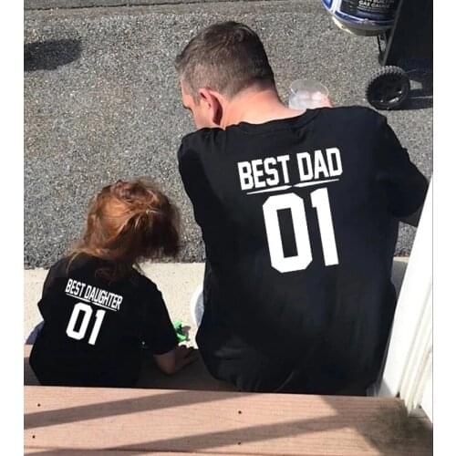 1pc Best Dad 01 Best Daughter 01 Daddy and Me Outfits Father and Daughter Short Sleeve Funny Matching Summer Family Look Clothes