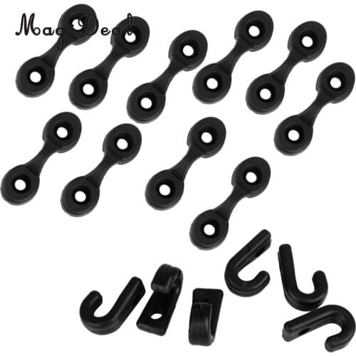 10 Pieces Kayak Tie Down Deck Pad Eye Loops & 6 Pieces Canoe Boats Bungee J Lashing Hook for Kayaking Canoeing Rafting Accessory