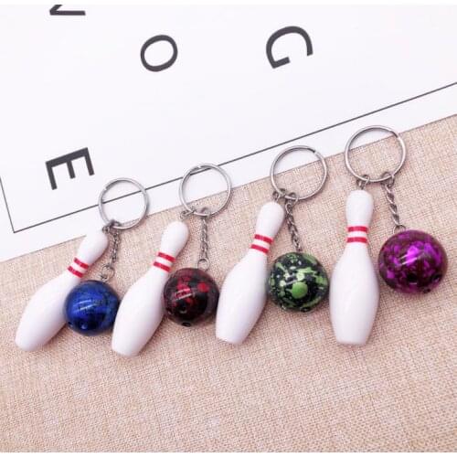 100pcs Free Shipping 3D Bowling Ball Key Chains Multiple Color Casual Sporty Style Men Women Teenager KeyRing KeyChain SN906