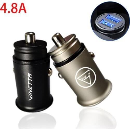 4.8A Metal Dual USB Phone Charger Car Charger Mobile Phone Adapter For Ginetta Akula G40 G55 GT4 G56 GTA G55 G58 LMP3