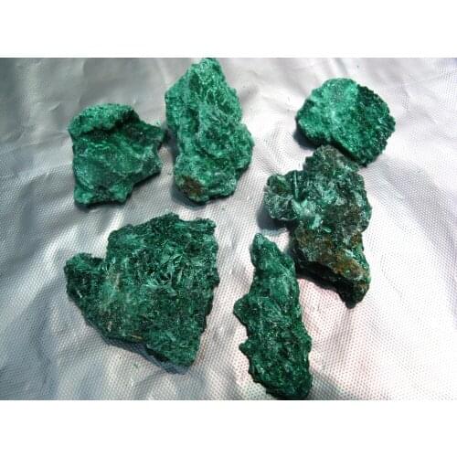 6 Very Rare Feather /Fibrous Green Malachite Crystal Mineral Specimen