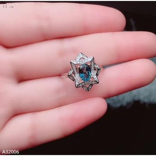 925 sterling silver natural blue topaz female ring super good color geometry new support detection high clarity