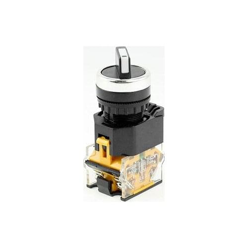 AC 380V 10A DPST 4-Terminal 3-Position Selector Self-Locking Push Button Switch