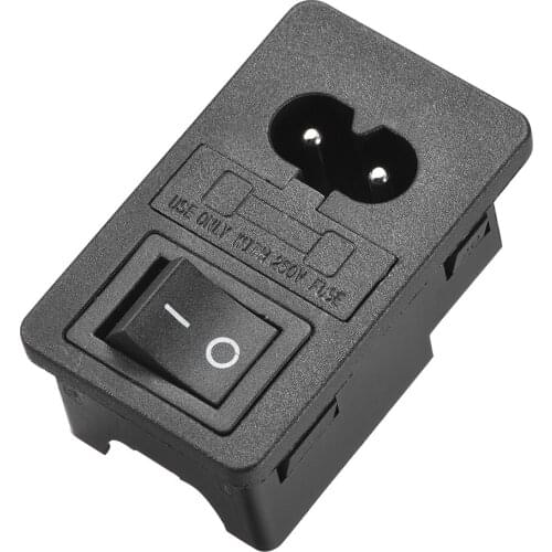 Uxcell C8-8 Panel Mount Plug Adapter 250V 10A 2P 2mm Buckle IEC Inlet Plug Power Connector Socket 2P Fuse Switch