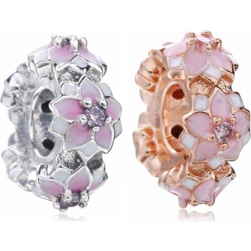 Ajax Real 925 Sterling Silver Trinket Flower Charms Accessories Fit Beads Bracelet For Women