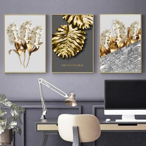 Diy Diamond Painting Gold Leaf Poster Abstract Diamond Embroidery Full Diamond Mosaic Set Home Decoration