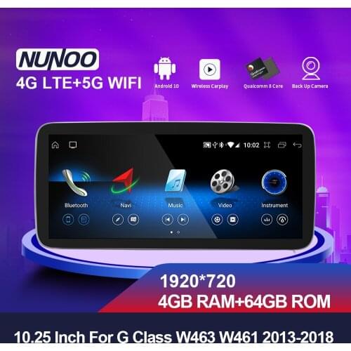Nunoo 10.25 12.3Inch 4.5 4.7 5.0 NTG Car Multimedia Player For Mercedes Benz G Class W463 W461 2013-2018 4GB 64GB With Camera