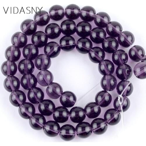 High Quality Imitation Amethysts Glass Beads For Jewelry Making 4 6 8 10 12mm Round Spacer Beads Diy Necklace Bracelet 15