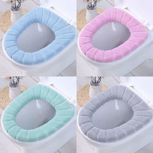 Winter warm toilet seat cover, washable, 1-piece set, toilet accessories, solid color and soft