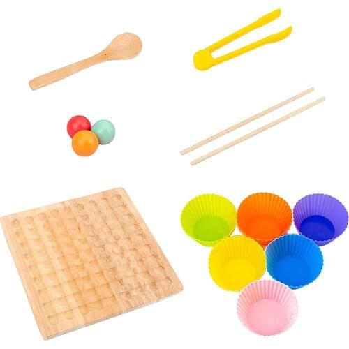 Wooden Toys Multi-Function 3-In-1 Clip Beads Board Matching Memory Chess Game Early Education Toys