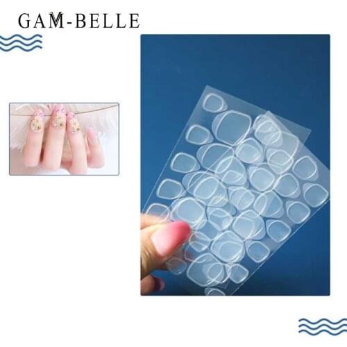 GAM-BELLE 5 Sheet Artificial Nail Tips Adhesive Tape Double Sided Glue Sticker DIY Acrylic Fake Nail Extension Press on Nails