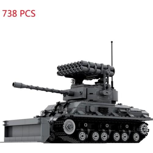 Hot military WWII technic vehicles war Furious Sherman Rocket launcher tank US army weapons Building Blocks bricks toys for gift