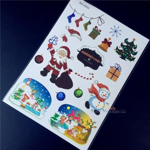Best Quality Cute Snowman Waterproof Tattoo Stickers For Children HSD-2003 Festival Socks Santa Claus Tattoos Paster Xmas Decor