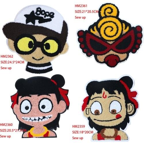 Cartoon Decorative Patch Nezha,boy icon Towel Embroidered Applique Patches For DIY Iron on Badges on clothes Stickers