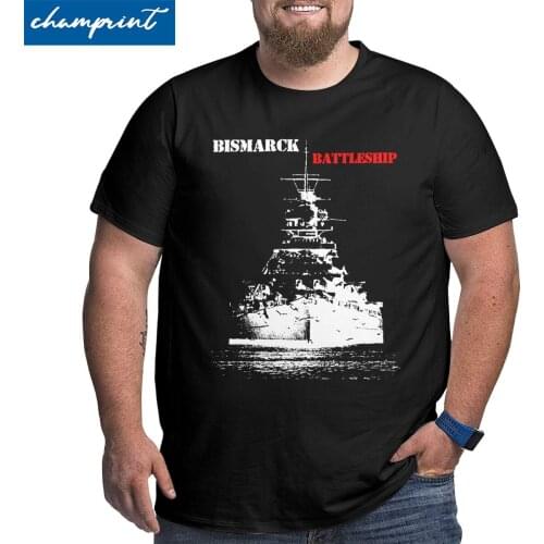 Navy Army Bismarck Battleship T Shirts Men Cotton Unique T-Shirts Big Tall Tee Shirt Short Sleeve Clothing Large 4XL 5XL 6XL