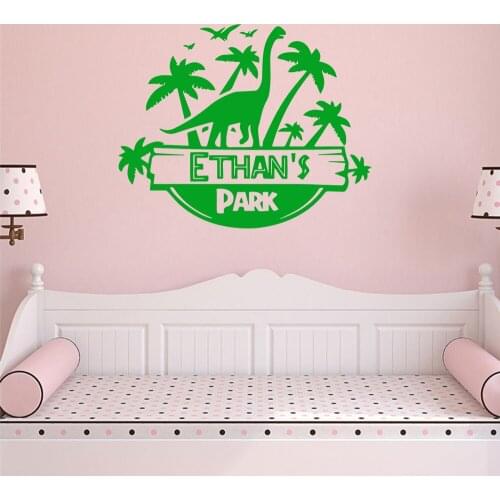 Custom Name Jurassic Park Waterproof Wall Stickers Home Decor Wall Decoration Living Room Wall Art Decal For Kids Room