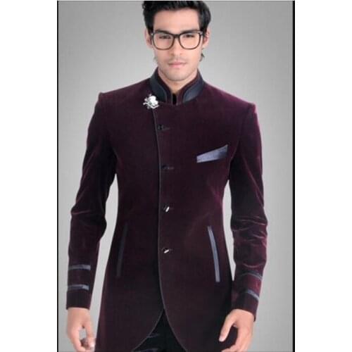 Latest Coat Pant Designs Purple Velvet Groom Men Suit Slim Fit 2 Piece Tuxedo Custom Suits Prom Party Blazer Terno Masculino H58