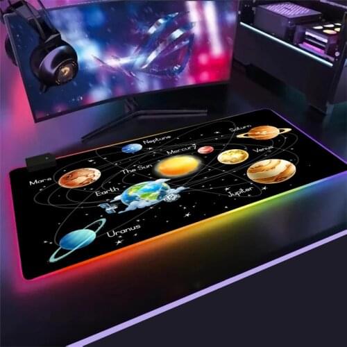 Extra Large Gaming Mouse Pad RGB Space Stars Computer Mousepad Gamer Anti-slip Natural Rubber Anime Mouse Pad Desk Mat