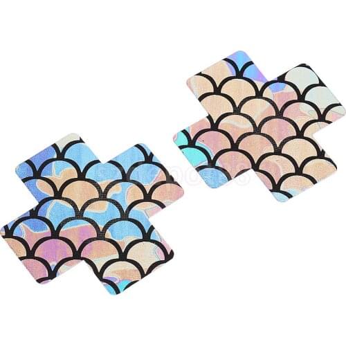 Ladies Mermaid Breast Stickers Disposable Nipple Covers X Cross Shape