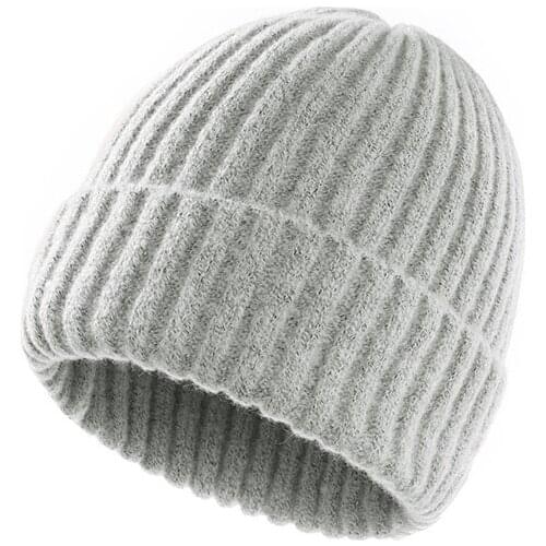 Autumn Winter Unisex Breathable Stretch Acrylic Striped Knit Warm Flanging Cap Men Women Warmer Bonnet Hat Skullies Beanies R92