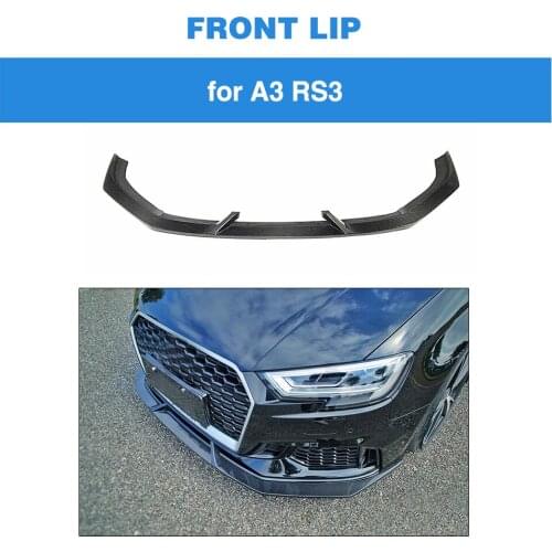 For Audi RS3 Base Sedan 4 Door 2017 2018 Carbon Fiber Front Bumper Lip Spoiler Splitters
