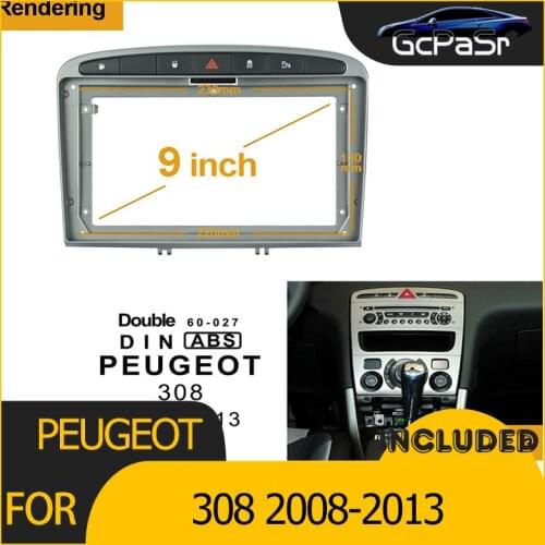 2/1Din Car Radio Player No DVD only Frame Audio Fitting Adaptor Dash Trim Facia Panel 9inch For PEUGEOT 308 2008-2013 Double Din