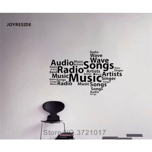 JOYRESIDE Music Wordcloud Wall Songs Audio Radio Decal Vinyl Sticker Home Living Room Bedroom Decor Interior Art Decoration A118
