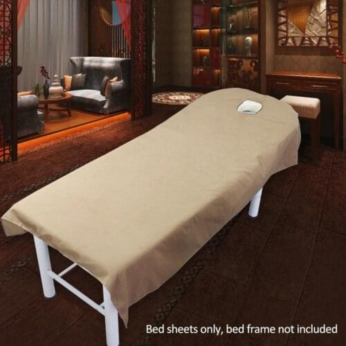 Treatment Bed Table Cover Sheet With Hole 1Pcs Sanding Beauty Salon Bed Sheets 9 Color Spa Massage Beauty Sheet Textile Supplies