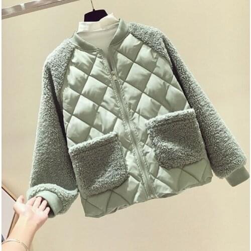 Casual Light Weight Cato Coated Clothing Women Short 2021 New Korean Loose Imitation Lam Wol Splicing Cato Coated Jas Winter