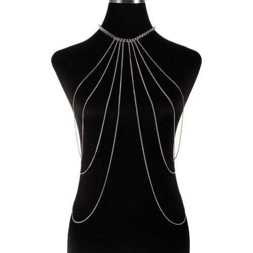 Sexy Multilayer Long Tassel Body Chain Necklace 2018 New Women Fashion Punk Gold Plating Bikini Harness Beach Body Chain Jewelry