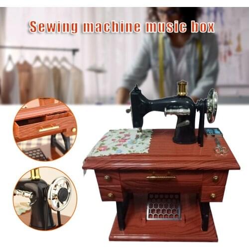 Sewing Machine Mini Music Box Craft Retro Sewing Music Box Home Craft Decoration Birthday Gift DO