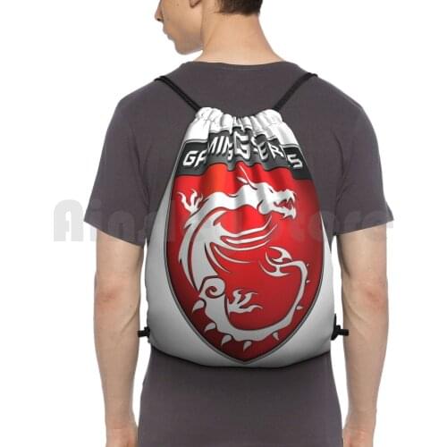 Msi Gaming Logo Backpack Drawstring Bags Gym Bag Waterproof Msi Logo Gaming Games Computer