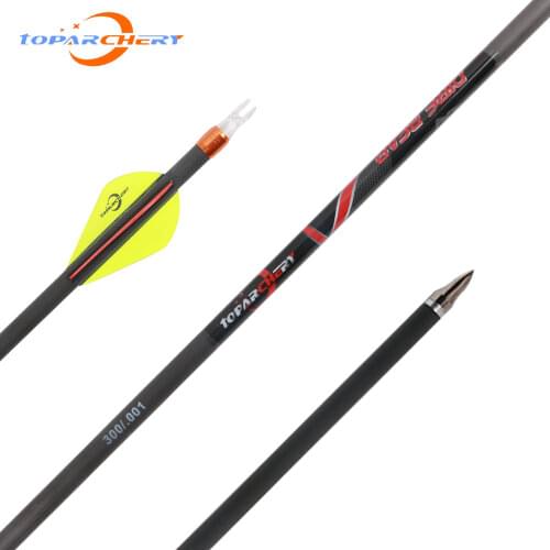 Toparchery Pure Carbon Arrow 32 Inch Spine 300/350/400 Diameter 6.2mm Shooting Arrows for Achery Recurve Bow Outdoor Hunting