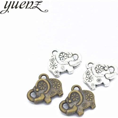 YuenZ 10 pcs Antique Silver color Elephant Charms European Bead Charm fit for styl Necklace DIY Metal Jewelry Making D9155
