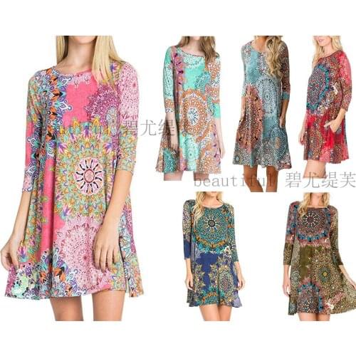 Summer T Shirt Women new 2021 7 minutes of sleeve national posed dress printing element Female Tee Tshirts dropshipping BYT0015