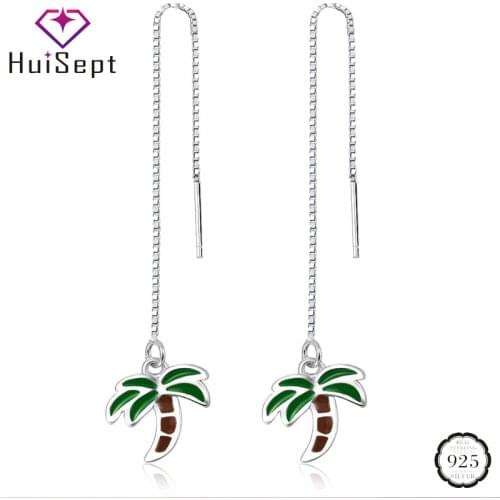 HuiSept Fashion 925 Silver Earrings Tree Shaped Long Style Drop Earrings for Female Wedding Party Gifts Ear Jewellery Ornaments