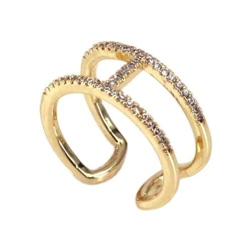 10Pcs Gold Filled Rings For Women CZ Cubic Zirconia Minimalist Cuff Open Ring Stackable Statement Jewelry